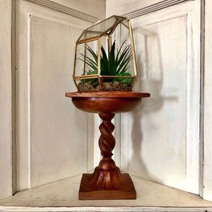 Vintage Boho Decor Wooden Pedestal Plant Stand